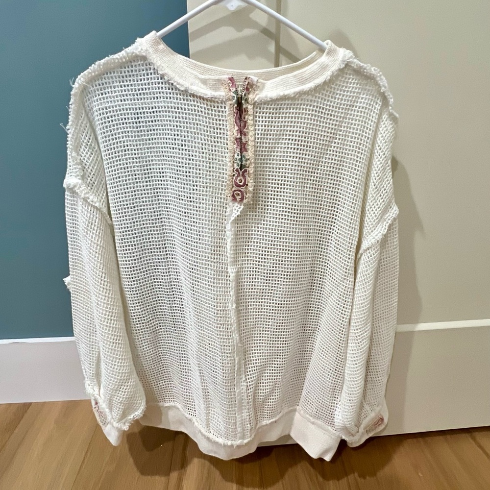 White Waffle Knit Top